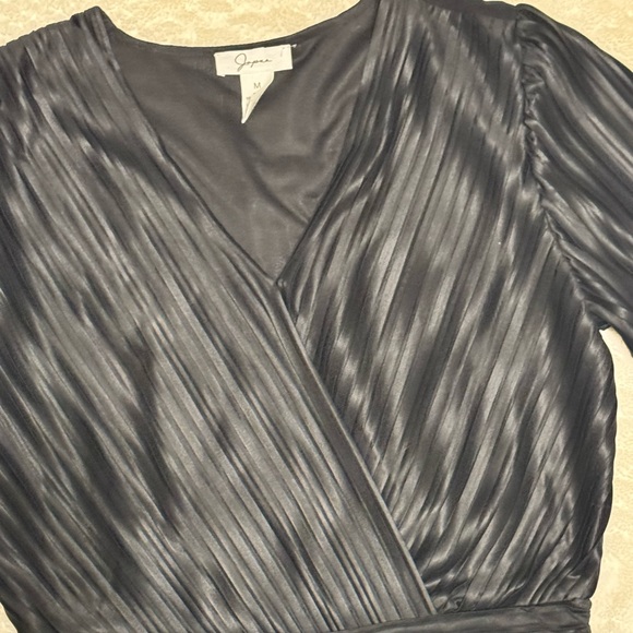 Japna Black Textured V-Neck Blouse - Picture 3 of 4